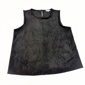 Naked Zebra Faux Suede Black Sleeveless Dress Top Size L